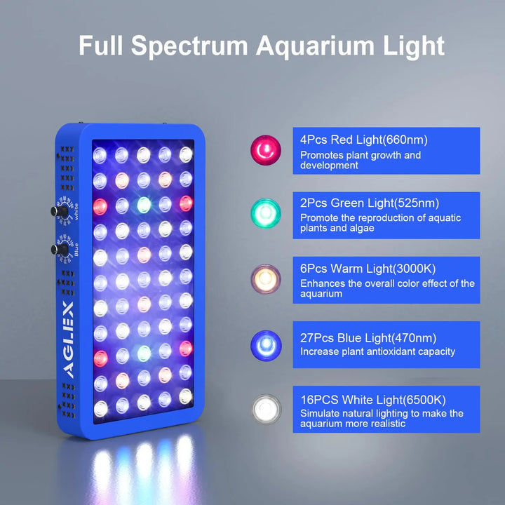 P100 165W LED Aquarium Light for Coral Reef Marine Fish Tank